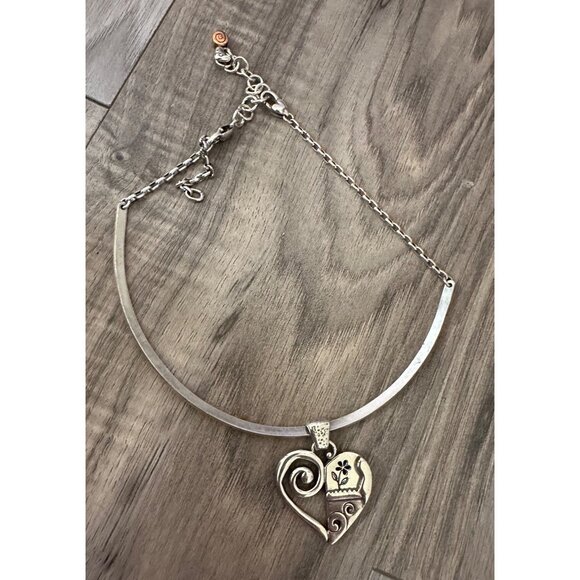 Brighton Silver & Copper Reversible Heart Pendant Necklace Adjustable Chain #554 - Picture 2 of 13